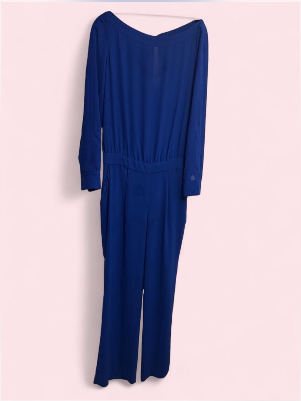 Diane Von Furstenberg Cobalt Blue Long-Sleeve Jumpsuit (Preloved)